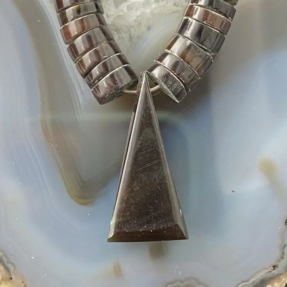 Vintage Graduated Olive and Triangle Turquoise Mosaic Heishi Necklace